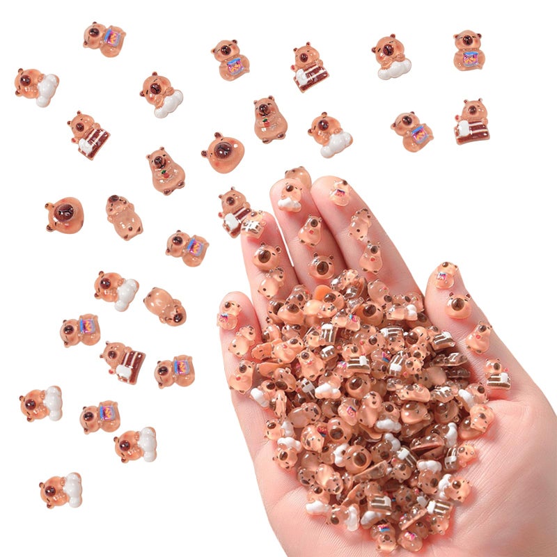 Rexinc 110PCS Mini Resin Capybara Decor for Dollhouse Resin Tiny Animals Figures to Hide Cute capibaras Gifts for Crafts Micro Miniature Capybara for Fairy Garden Micro Landscape Decoration - Image 1