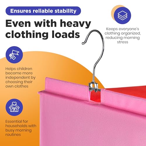 Handy Laundry Hanging Clothes Organizer for Kids - 6-Shelf Closet Daily Clothing Organization Labeled Shelves with Days of The Week Monday Through Friday, Weekday and Weekend (Pink) - Image 5