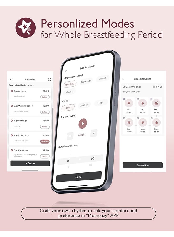 Momcozy Breast Pump Hands Free Mobile Flow | M9, App Discreet Control with Personalized Multi-Modes And 15 Levels, Independent Breastmilk Storage, Wearable Breast Pump M9 24mm, 1 Pack Cozy Red - Image 5
