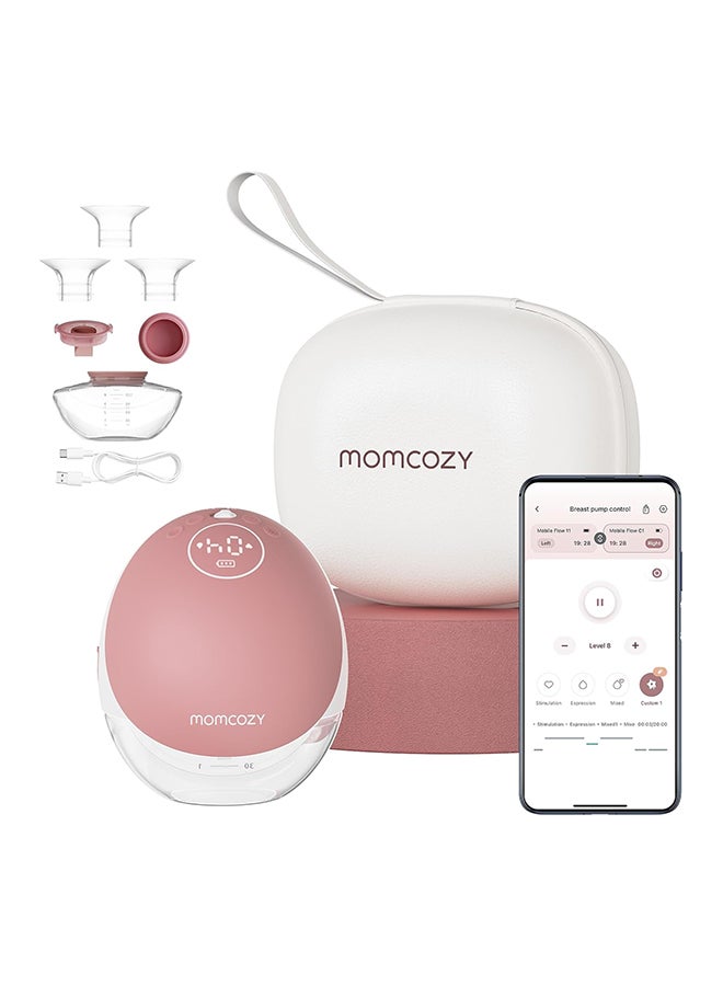 Momcozy Breast Pump Hands Free Mobile Flow | M9, App Discreet Control with Personalized Multi-Modes And 15 Levels, Independent Breastmilk Storage, Wearable Breast Pump M9 24mm, 1 Pack Cozy Red - Image 1
