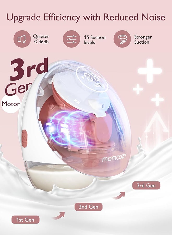 Momcozy Breast Pump Hands Free Mobile Flow | M9, App Discreet Control with Personalized Multi-Modes And 15 Levels, Independent Breastmilk Storage, Wearable Breast Pump M9 24mm, 1 Pack Cozy Red - Image 3