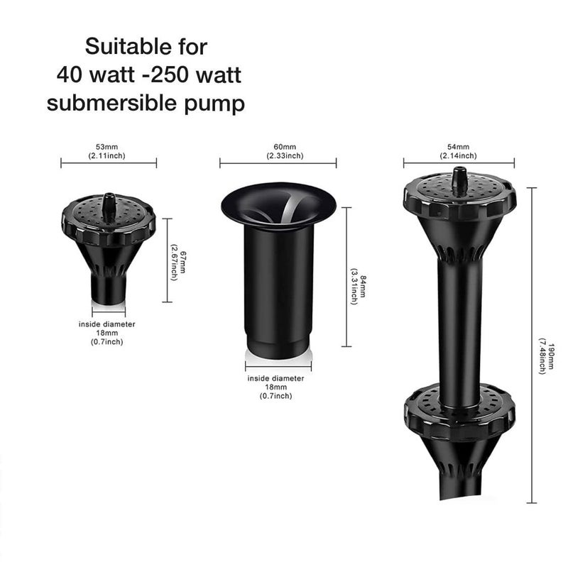 FLOJOY Asian Pumps & Machineries Fountain Nozzle Kit Water Spray Heads For Small Ponds in 3 Fountain Patterns: Blossom, Mushroom and Two-Tier Patterns (size L） - Image 4