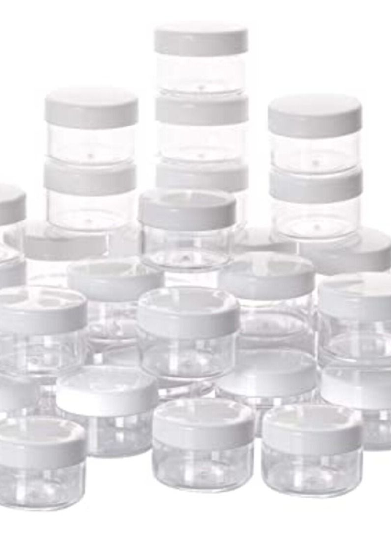 برطمانات مكياج فارغة بوزن 15 جرام، حاويات مستحضرات تجميل مزودة باغطية مانعة للتسرب، زجاجات قابلة لاعادة الملء، برطمانات اكريليك صغيرة مزودة باغطية، 100 قطعة - Image 1