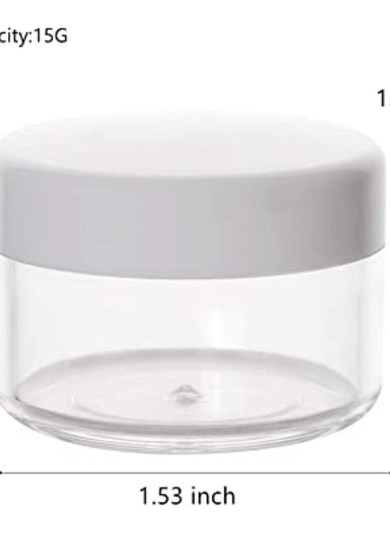 برطمانات مكياج فارغة بوزن 15 جرام، حاويات مستحضرات تجميل مزودة باغطية مانعة للتسرب، زجاجات قابلة لاعادة الملء، برطمانات اكريليك صغيرة مزودة باغطية، 100 قطعة - Image 2