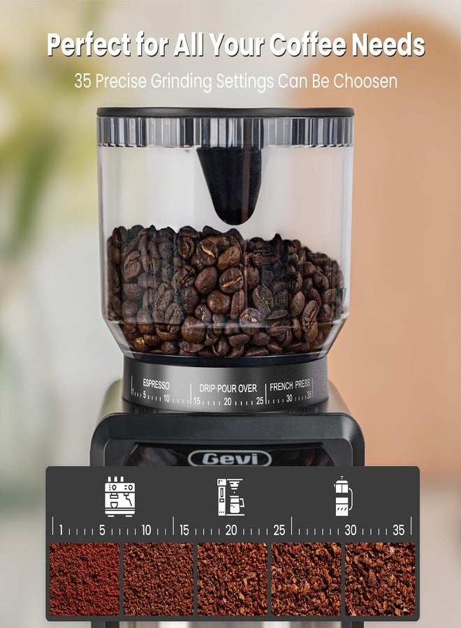 Gevi Coffee Grinder Electric,Coffee Bean Grinder with 35 Grind Settings for Espresso,Drip,French Press,Burr Coffee Grinder for Home Use,Anti-static Design,Black - Image 4