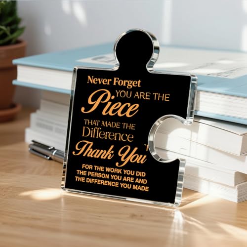 Yigaue Thank You Appreciation Gifts for Coworkers, Retirement Goodbye Gift for Colleagues Employees, Never Forget You Are the Piece That Made the Difference Acrylic Puzzle Piece Plaque Office Decor, Black - Image 5