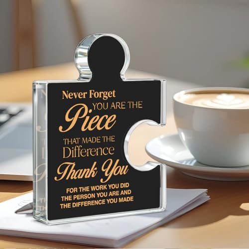 Yigaue Thank You Appreciation Gifts for Coworkers, Retirement Goodbye Gift for Colleagues Employees, Never Forget You Are the Piece That Made the Difference Acrylic Puzzle Piece Plaque Office Decor, Black - Image 4