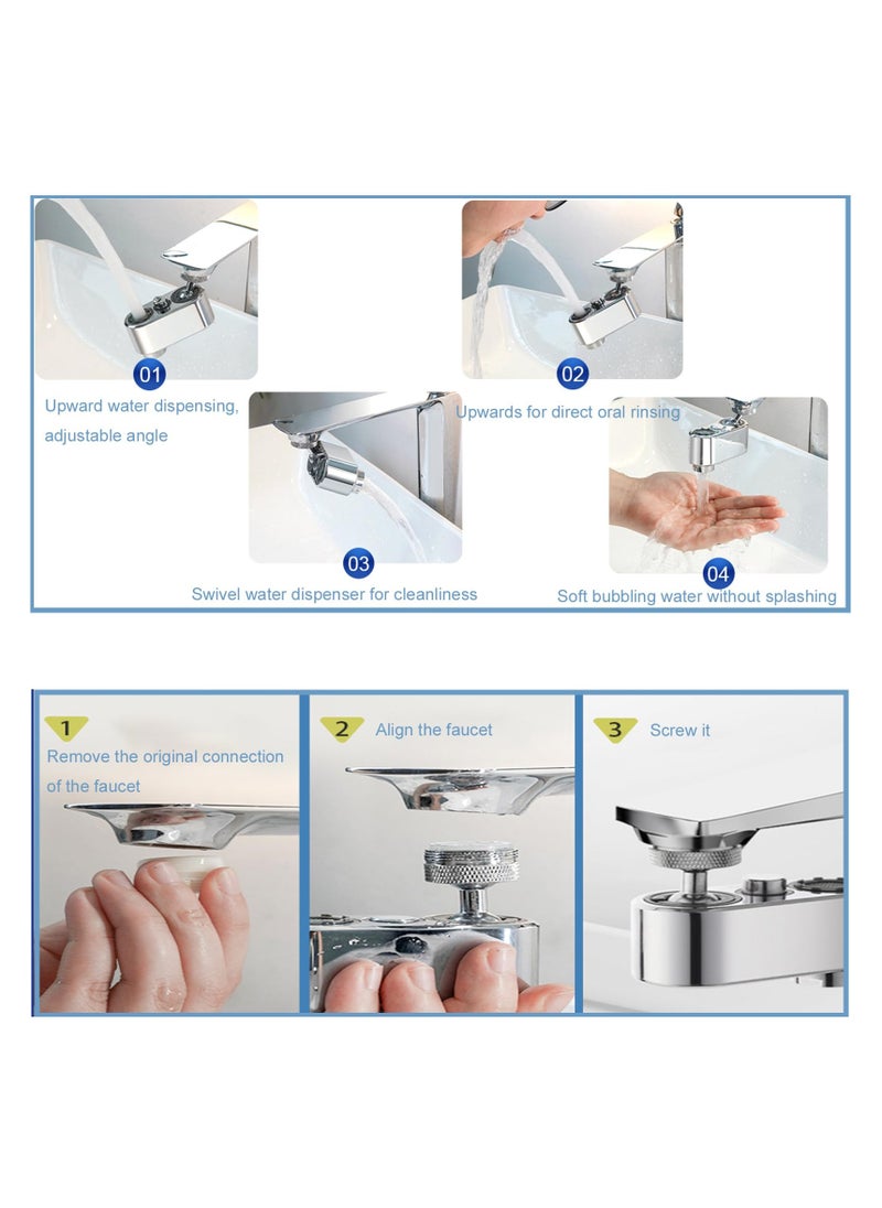SYOSI - SYOSI, 1080° Swivel Faucet Extender, Sink Splashproof Filter Extension with 2 Mode, Kitchen Bathroom 360° Angle Rotatable Spray Attachment, Multifunctional Mechanical Arm - Image 1