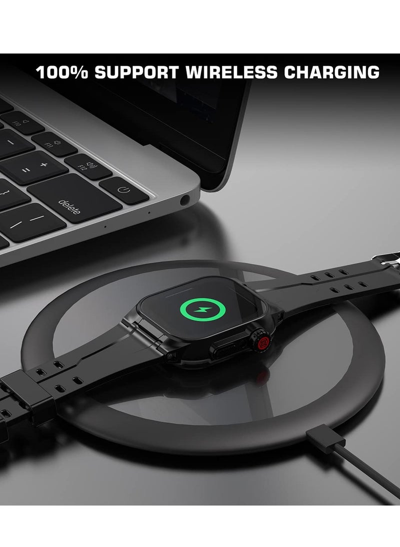 SOLARAE حافظة مقاومة للماء لسلسلة Apple Watch 7 بحجم 45 مم، حافظة واقية كاملة الجسم 360 مع واقي شاشة، حافظة مضادة للصدمات ومقاومة للغبار والماء لسلسلة Apple Watch 45 مم 7، سوداء - Image 5