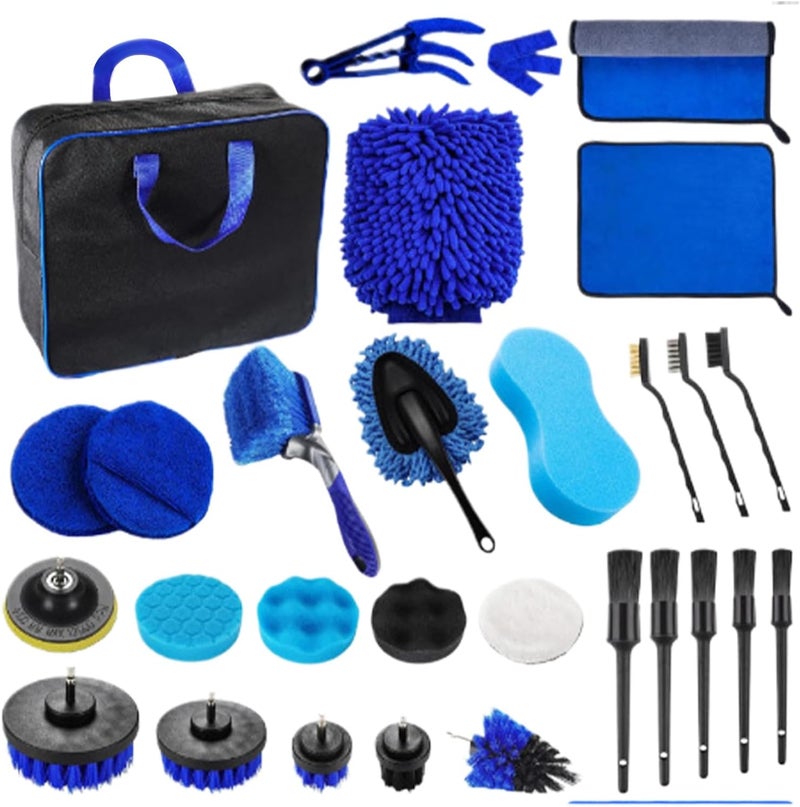 Auto Detailing Brushes - 29-Piece Vehicle Detailing Scrubber Set | Vehicle Maintenance Brushes | for Truck Sedan SUV RV Garage Outdoor Home - Image 1
