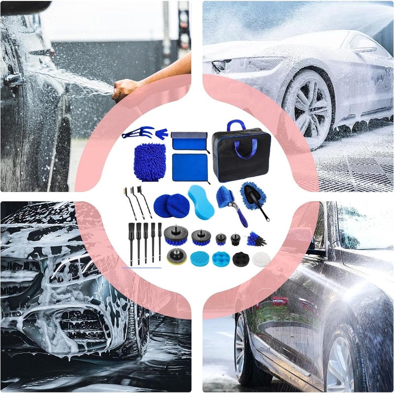 Auto Detailing Brushes - 29-Piece Vehicle Detailing Scrubber Set | Vehicle Maintenance Brushes | for Truck Sedan SUV RV Garage Outdoor Home - Image 4