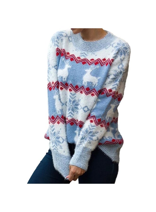 MIXSNOW Ugly Christmas Sweater for Women 2025 Crewneck Cable Knit Sweaters Top Long Sleeve with Cute Pattern