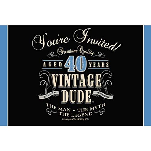 Creative Converting Vintage Dude 8 Count 40th Birthday Party Invitations, Standard - Image 4