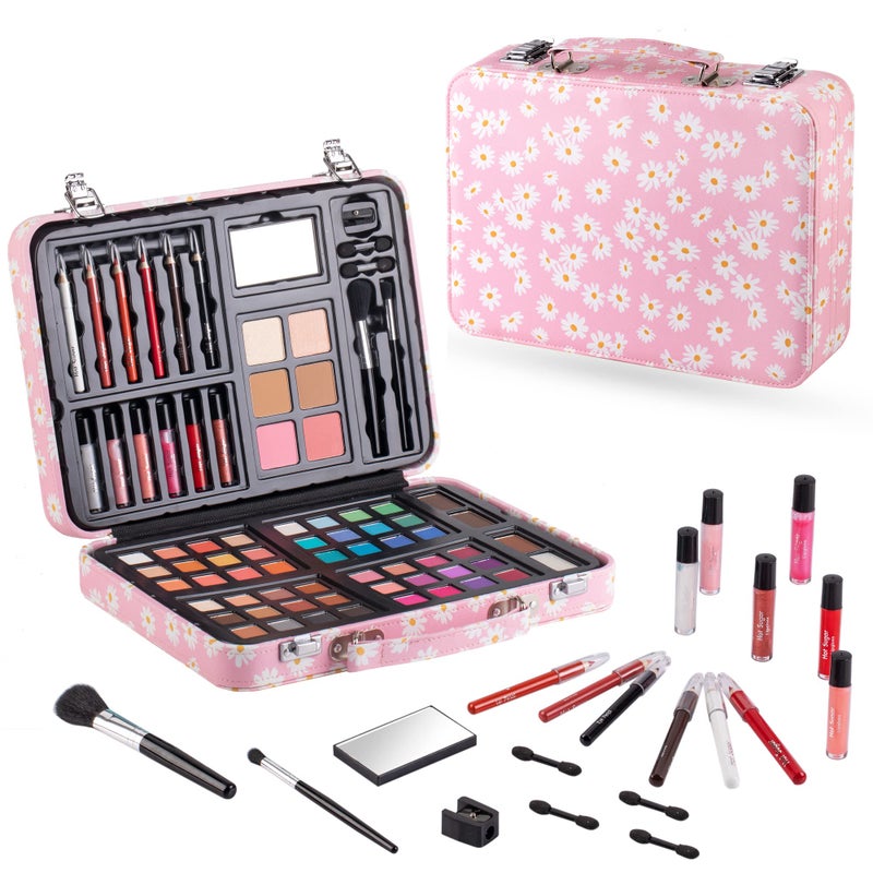 Hot Sugar Makeup Kit for Teenager Girls 10-12, All in One Beginner Makeup Kit for Women Full Kit, Teen makeup kit Cosmetic Gift Set on Birthday Christmas (Pink Daisy) - Image 1