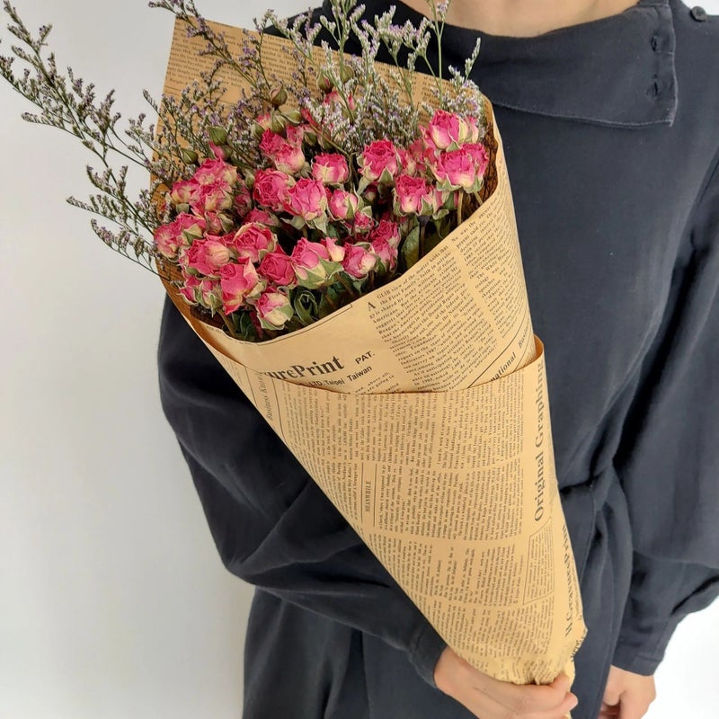 Y&D Natural Dried Rose Bouquet with Cotton Flower Stems - Rustic Floral Decor for Indoor Outdoor Display - Dried Plants Included - Image 2