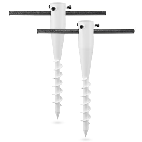 Feblomst Beach Umbrella Anchor 2Pack Heavy Duty Umbrella Sand Anchor Metal Umbrella Holder Base for Sand Easy Install InGround Anchor with 6Spiral Corkscrew Drill for 132 in Pole RustProof Portable - Image 1