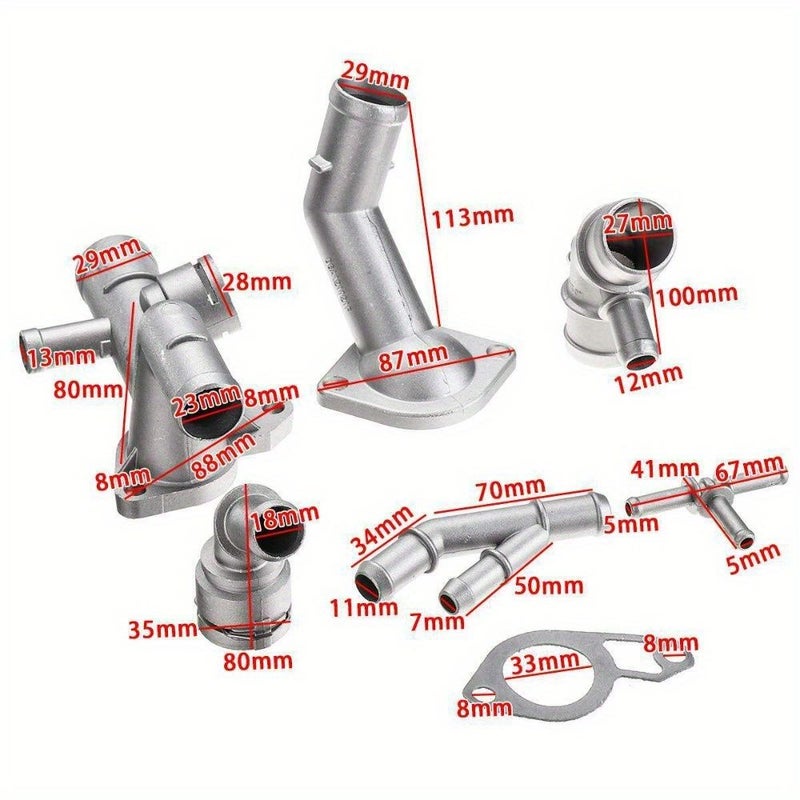 7 Pcs Aluminium Coolant Hose Connector Kit Upgrade for VW Audi Beetle Bora - Image 3