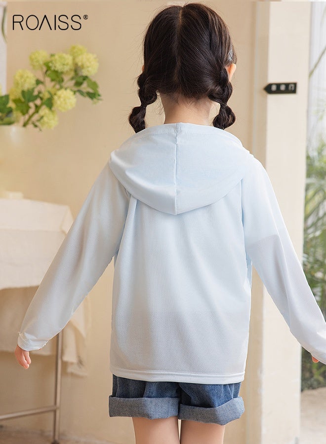 roaiss Kids Sun Protection Jacket, Breathable Athletic Hoodie with Zip Closure and Adorable Patterns, Cooling Lightweight Shirts, Suitable for Any Outdoor Play  - Image 2