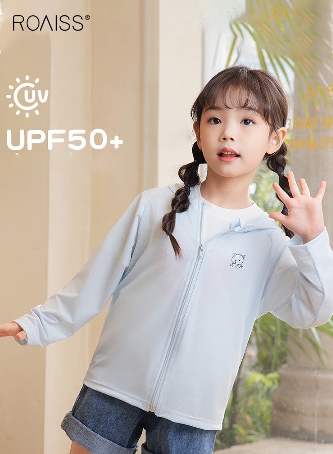 roaiss Kids Sun Protection Jacket, Breathable Athletic Hoodie with Zip Closure and Adorable Patterns, Cooling Lightweight Shirts, Suitable for Any Outdoor Play  - Image 3