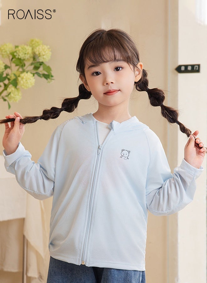 roaiss Kids Sun Protection Jacket, Breathable Athletic Hoodie with Zip Closure and Adorable Patterns, Cooling Lightweight Shirts, Suitable for Any Outdoor Play  - Image 1