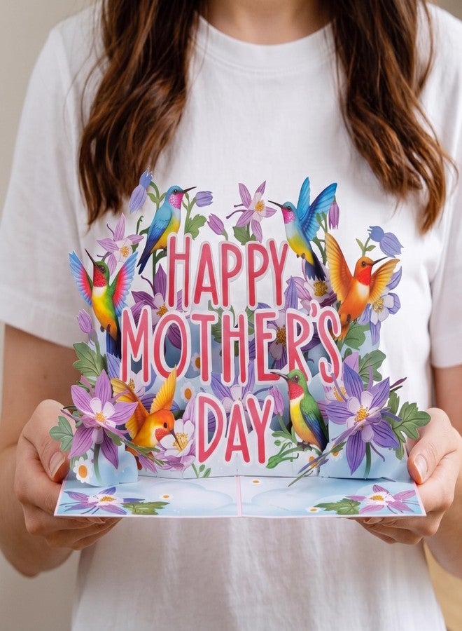 Paper Love Mothers Day Card, 3D Pop Up Card, Happy Mother's Day Hummingbirds, For Mom, Wife - 5" x 7" Cover - Includes Envelope and Note Tag - Image 2