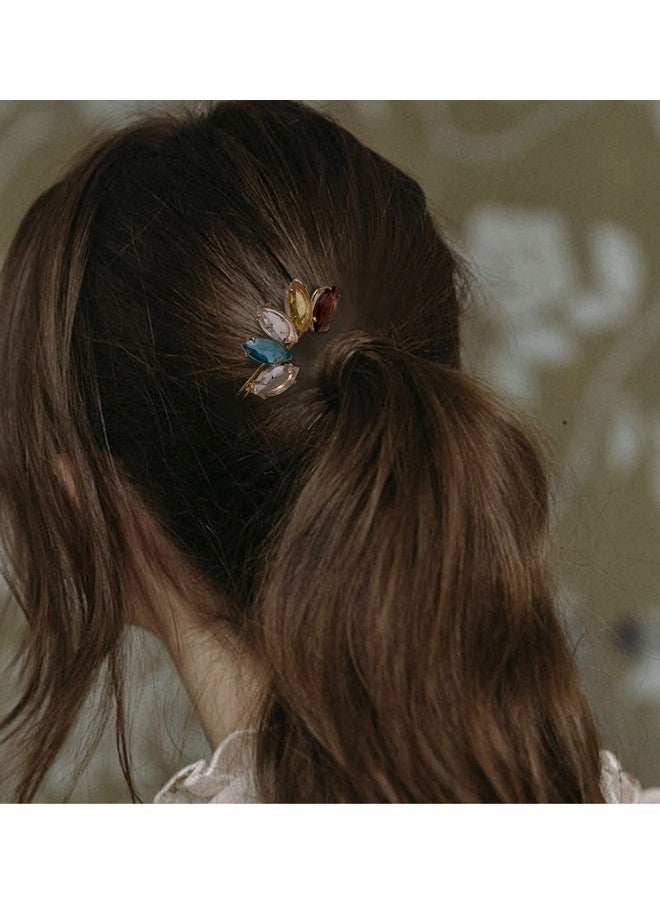 Lizzie Kay 3Pcs Clear Color Gems Small Mini Barrette Decorative Hair Clips Accessories For Thin Hair Women  - Image 5