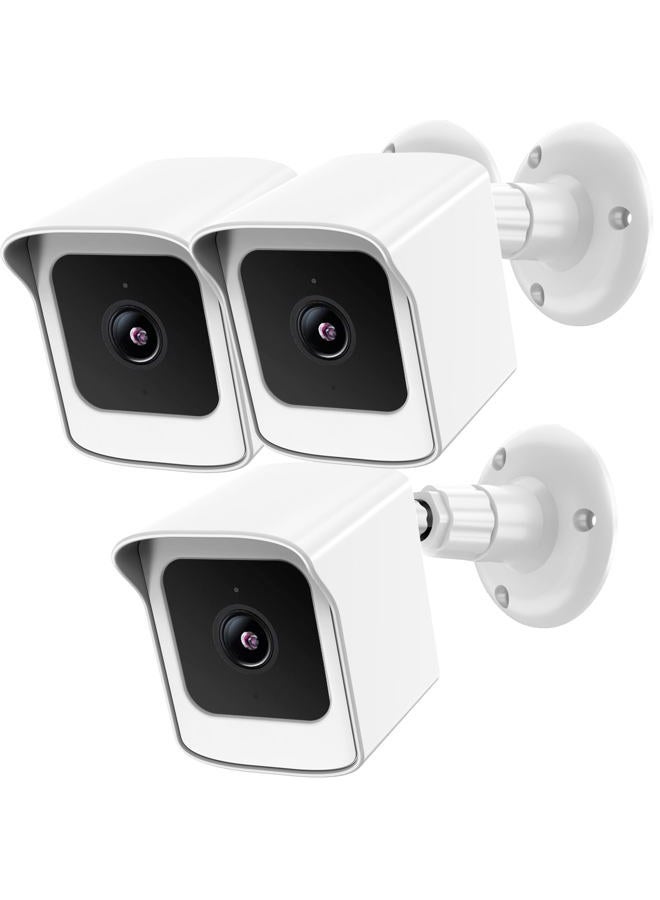 PEF Mount for All-New Wyze Cam V3 ONLY, Weatherproof Protective Cover and 360 Degree Adjustable Wall Mount Solid Housing for Wyze V3 Outdoor Indoor Smart Home Camera System (White, 3 Pack) - Image 1