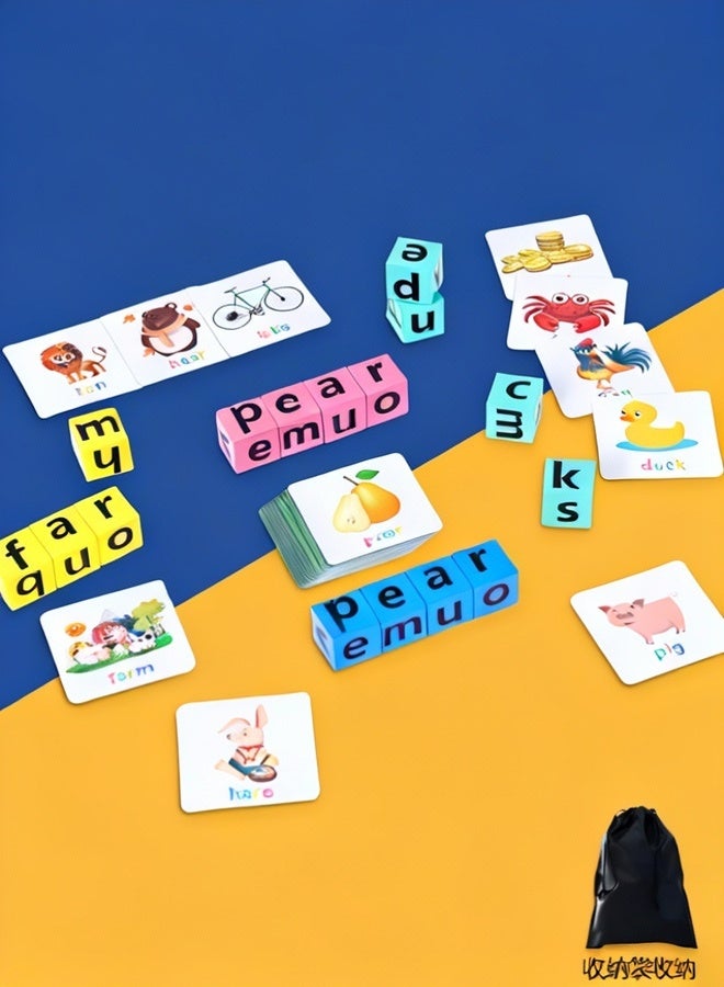 Wooden Blocks Spelling Game, Wooden Alphabet Puzzles Blocks, Matching Letter Game Kids Toys Alphabet Spelling Montessori Learning Toy Early, Learning Toys for Kids Ages - Image 4