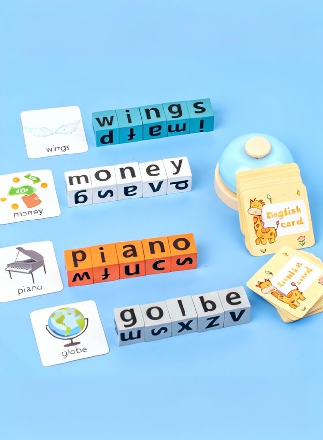 Wooden Blocks Spelling Game, Wooden Alphabet Puzzles Blocks, Matching Letter Game Kids Toys Alphabet Spelling Montessori Learning Toy Early, Learning Toys for Kids Ages - Image 3