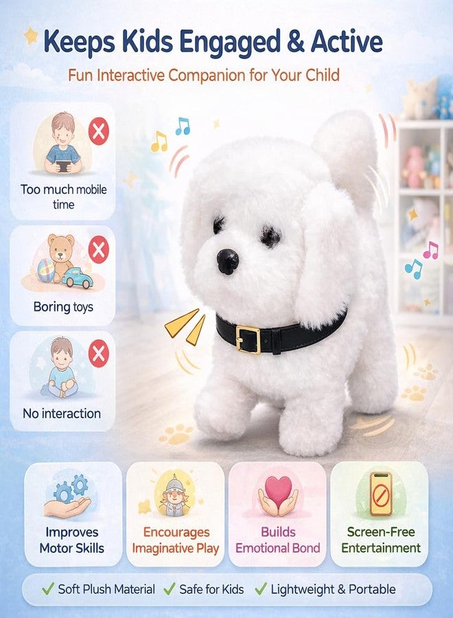 Livello Hopping Walking Talking Sound Dog with Moving Tail, Head Shake & Realistic Actions Soft Plush Interactive Animal Toy, Fun Gift & Childhood Companion White Pack of-1 - Image 3