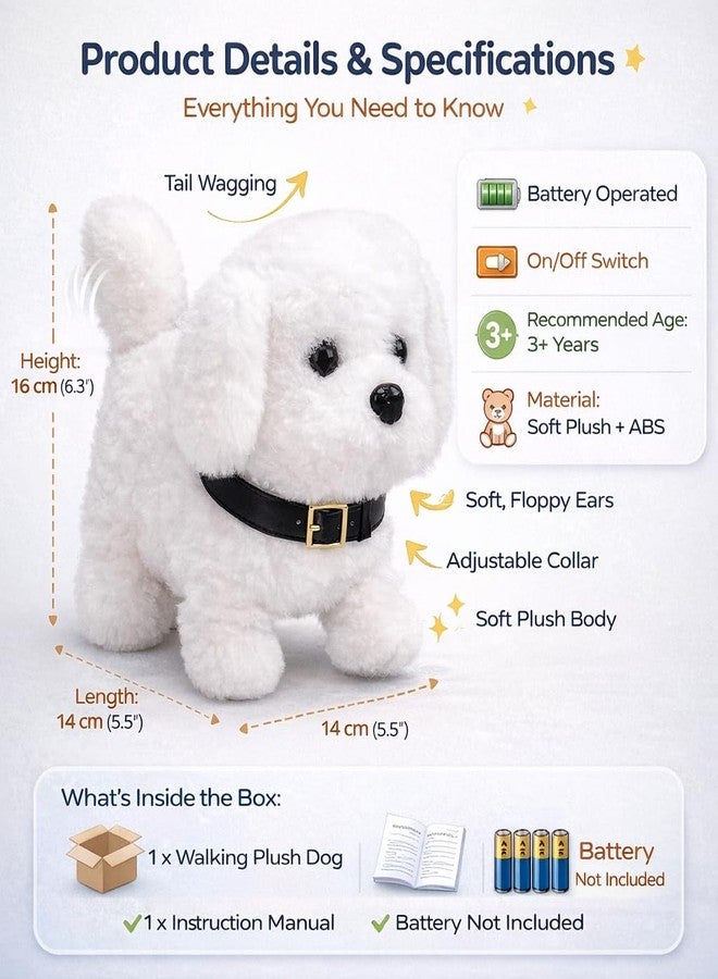 Livello Hopping Walking Talking Sound Dog with Moving Tail, Head Shake & Realistic Actions Soft Plush Interactive Animal Toy, Fun Gift & Childhood Companion White Pack of-1 - Image 4