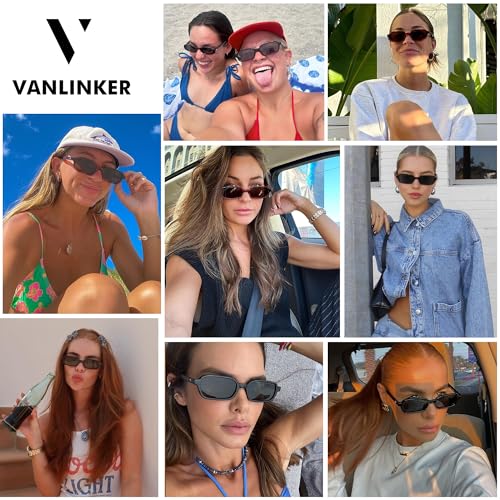 VANLINKER Retro Rectangle Polarized Sunglasses for Women Men Small 90s Style Vintage Trendy Narrow Rectangular Frame VL9813, Tortoise/Brown - Image 2
