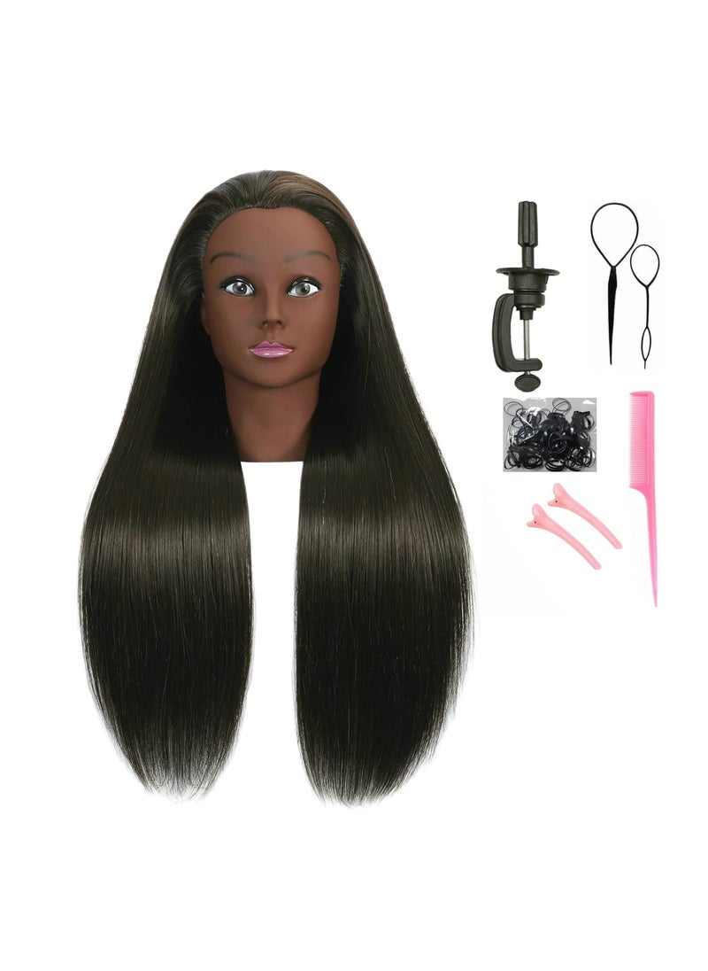 QACIEH 30 Inch 20 Real Human Hair Mannequin Head with Stand for Hairdresser Practice Manikin Cosmetology Doll Training Head Braiding Styling Curling Cutting Display 
