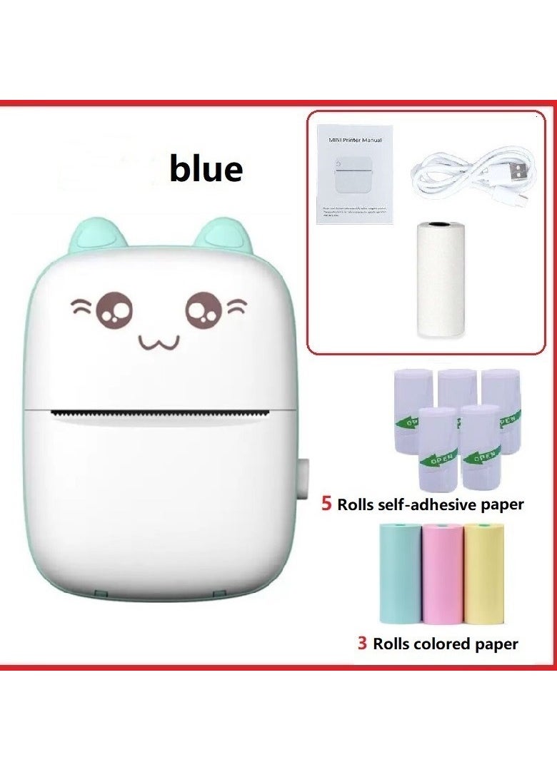 General Mini Printer Portable, Inkless Sticker Printer with 8 Paper Rolls, Bluetooth Wireless Mini Thermal Printer, Compatible with iOS + Android Journal, Memo, Photo, Print Gift for Kids  - Image 1