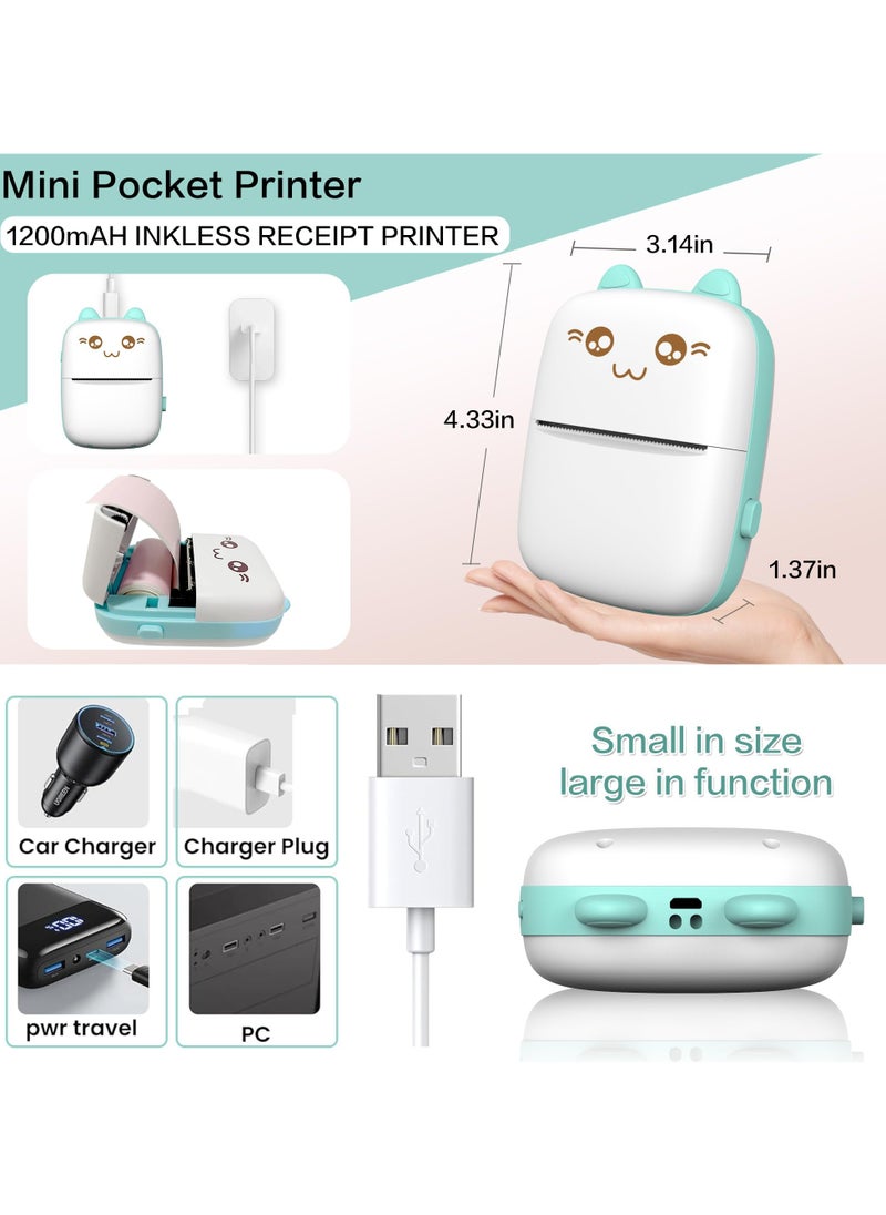 General Mini Printer Portable, Inkless Sticker Printer with 8 Paper Rolls, Bluetooth Wireless Mini Thermal Printer, Compatible with iOS + Android Journal, Memo, Photo, Print Gift for Kids  - Image 3