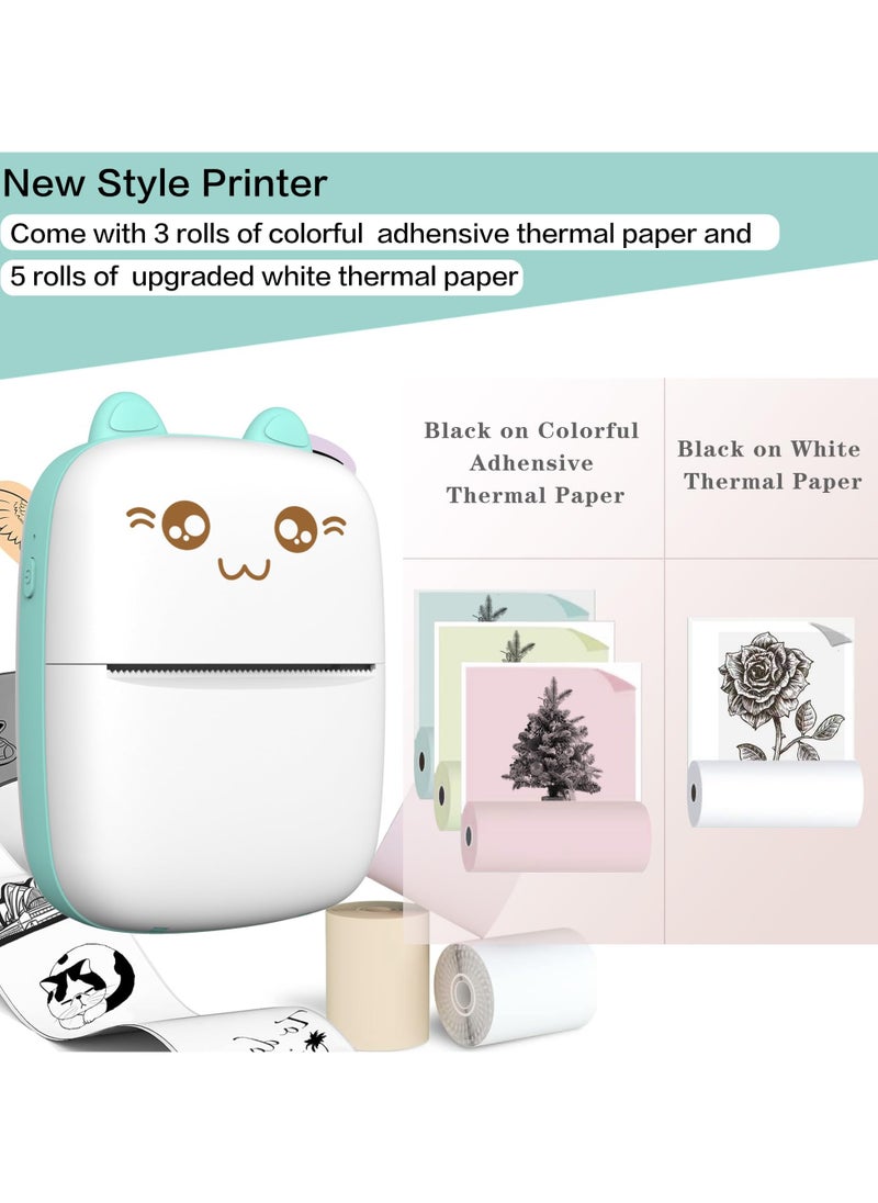 General Mini Printer Portable, Inkless Sticker Printer with 8 Paper Rolls, Bluetooth Wireless Mini Thermal Printer, Compatible with iOS + Android Journal, Memo, Photo, Print Gift for Kids  - Image 4