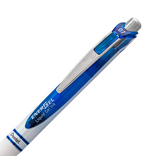 Pentel EnerGel Pearl Retractable Liquid Gel Pen, Needle Tip (0.7mm) Medium Line, Blue Ink, 2-Pk (BLN77WBP2C) - Image 3