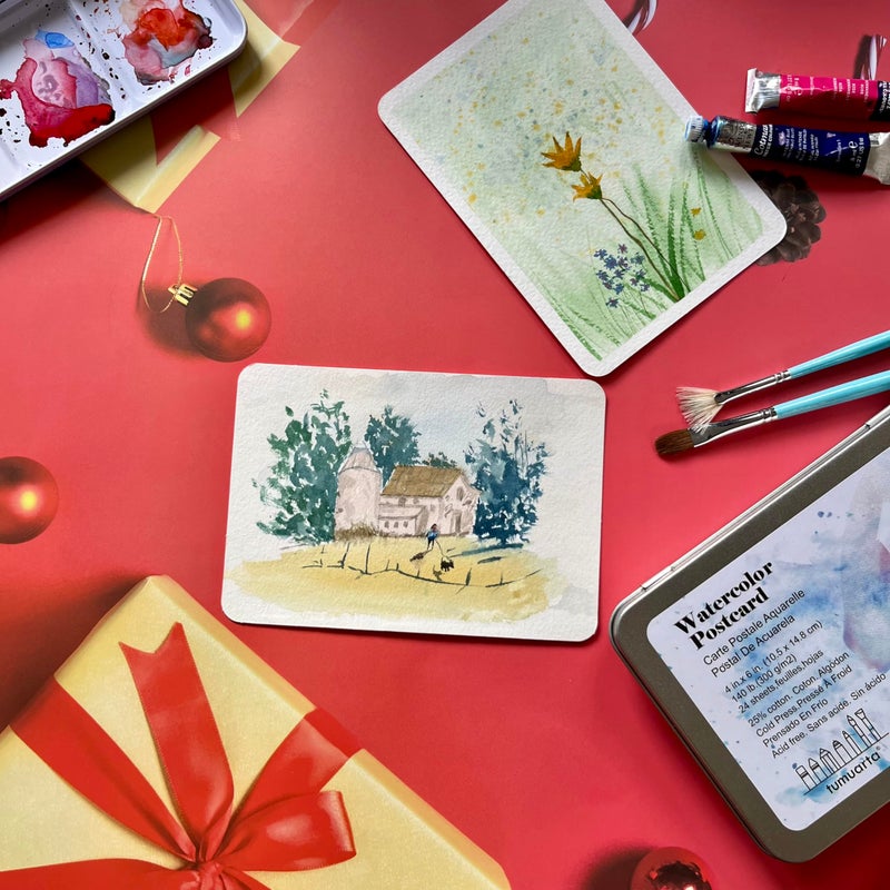 tumuarta Watercolor Paper Postcards 4x6â€, tumuarta Cotton Paper, 140 LB, 300 GSM, Cold Press, 24 Blank Cards for Dry & Wet Media Paint for Greeting Cards & Thank You Notes - Image 5