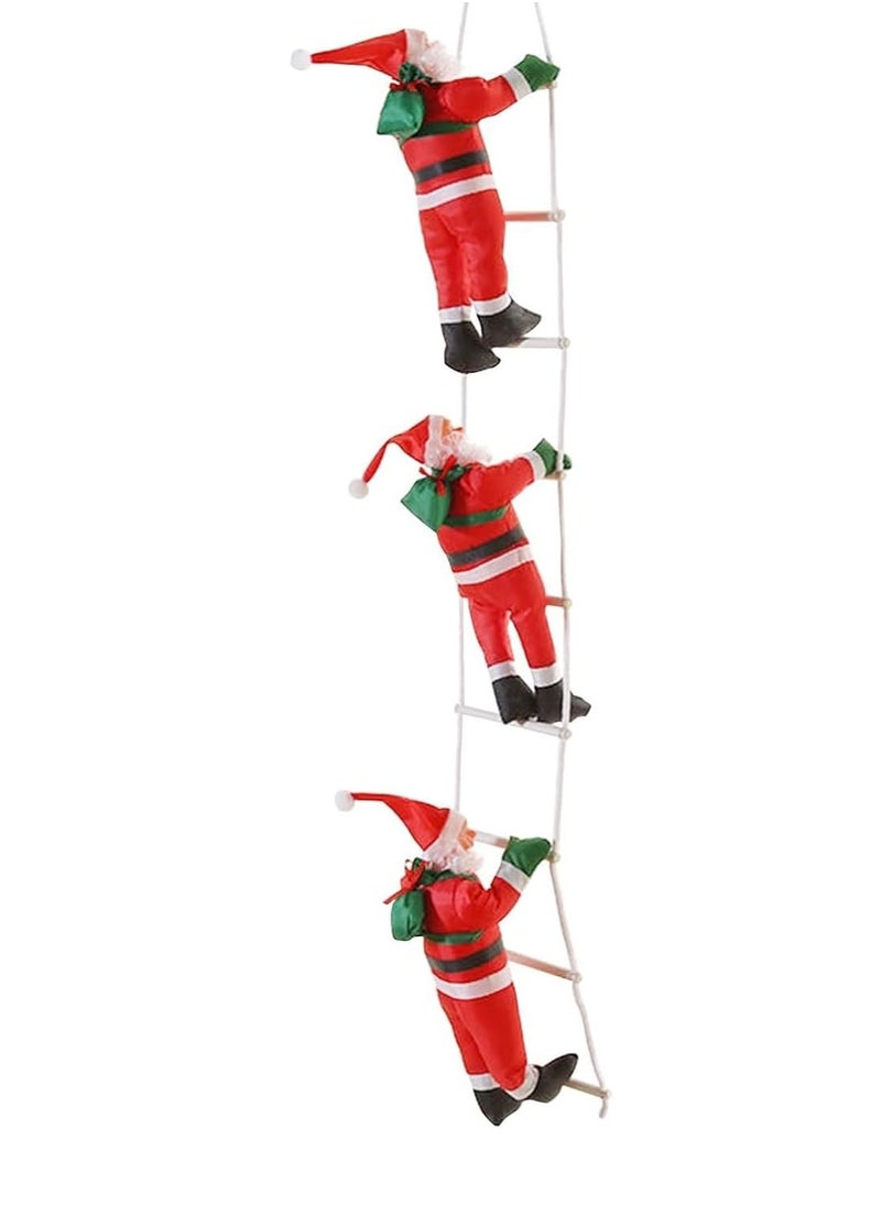 VUCATIN - Santa Claus Climbing on Rope Ladder Christmas Tree Hanging Pendant Climbing Santa Plush Doll Xmas Tree Hanging Ornament for Indoor Outdoor Christmas Holiday Decoration (Three person ladder) - Image 1