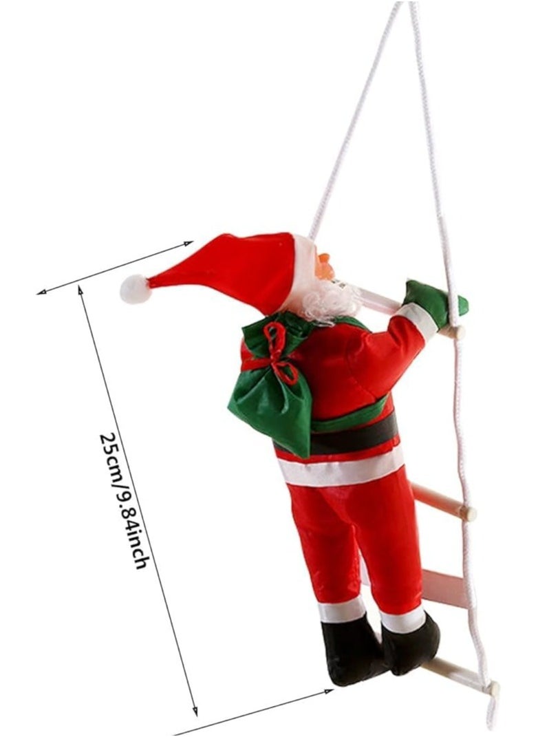 VUCATIN - Santa Claus Climbing on Rope Ladder Christmas Tree Hanging Pendant Climbing Santa Plush Doll Xmas Tree Hanging Ornament for Indoor Outdoor Christmas Holiday Decoration (Three person ladder) - Image 1