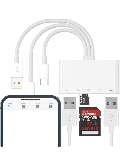 Sd Card Reader 5 In 1 Usb C Sd Camera Memory Card Reader Plug N Play For Iphone Ipad Android Mac Computer Camera Macbook Supports Sd Micro Sd Sdhc Sdxc Mmc And Usb Otg