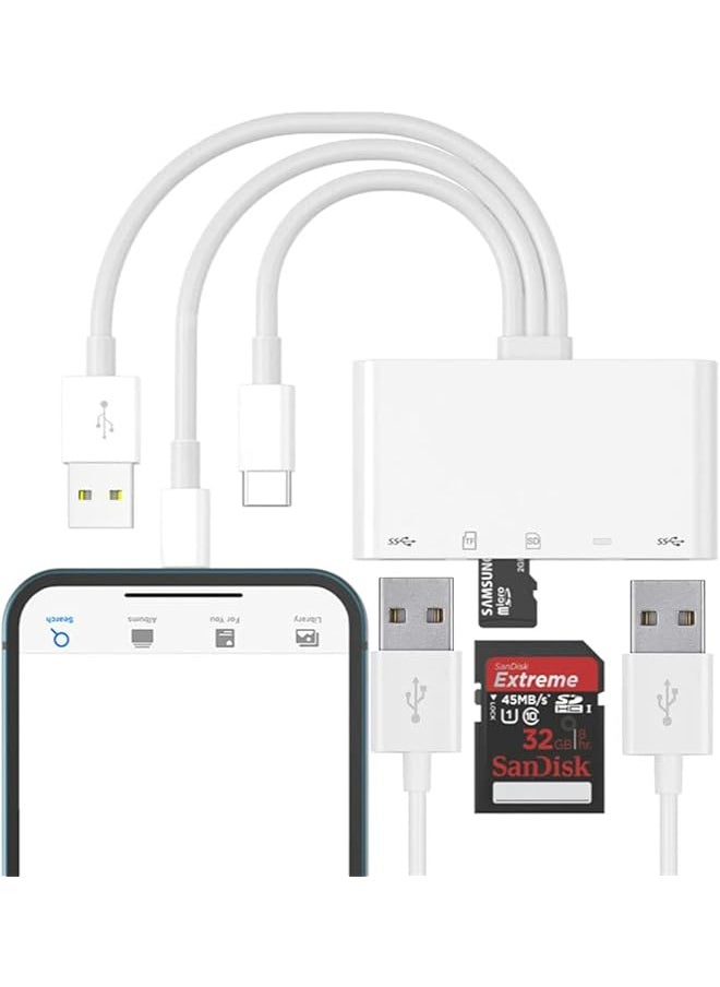 erorex - Sd Card Reader 5 In 1 Usb C Sd Camera Memory Card Reader Plug N Play For Iphone Ipad Android Mac Computer Camera Macbook Supports Sd Micro Sd Sdhc Sdxc Mmc And Usb Otg - Image 1