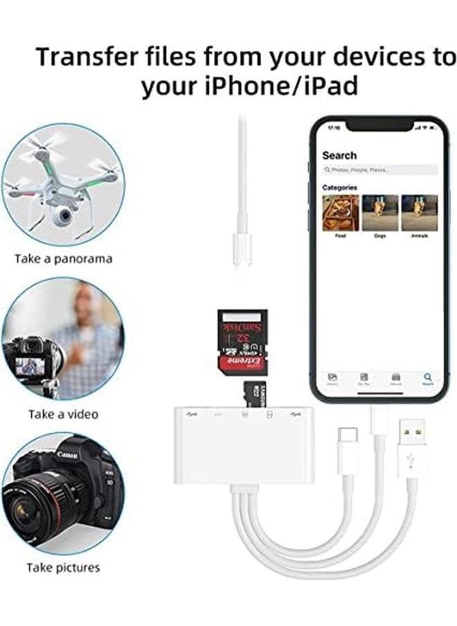 erorex - Sd Card Reader 5 In 1 Usb C Sd Camera Memory Card Reader Plug N Play For Iphone Ipad Android Mac Computer Camera Macbook Supports Sd Micro Sd Sdhc Sdxc Mmc And Usb Otg - Image 1