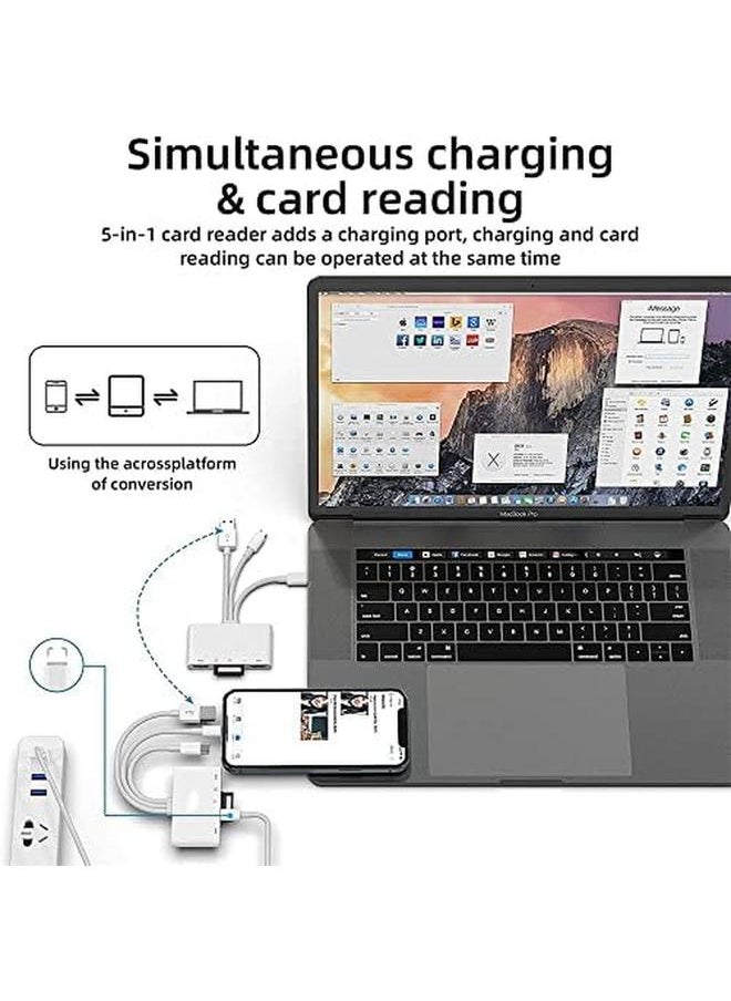 erorex - Sd Card Reader 5 In 1 Usb C Sd Camera Memory Card Reader Plug N Play For Iphone Ipad Android Mac Computer Camera Macbook Supports Sd Micro Sd Sdhc Sdxc Mmc And Usb Otg - Image 1