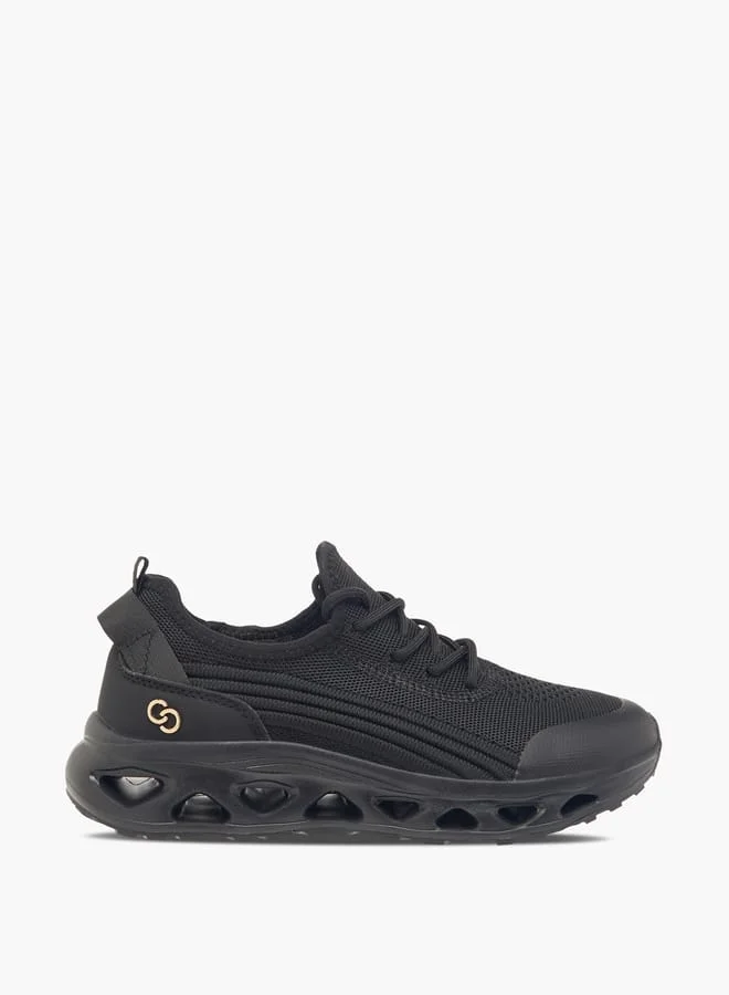 Women's Mesh Textured Sneakers with Lace-Up Closure