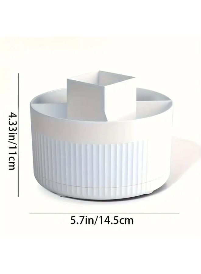 White 360 Degree Rotating Makeup Storage Box For Brushes And Beauty Tools - Image 4