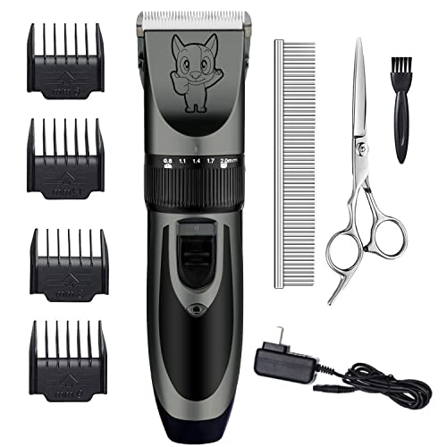 Highdas Dog Grooming Kit Clippers, Low Noise, Electric Quiet, Rechargeable, Cordless, Pet Hair Thick Coats Clippers Trimmers Set, Suitable for Dogs, Cats, and Other Pets(Grey) - Image 2