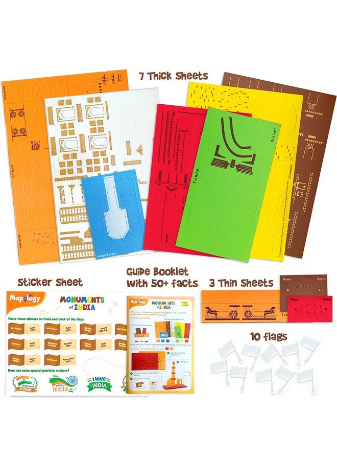 إيماجيميك مجموعة مابولوجي الهندية الرائعة من إيماجيميك: لغز خريطة الهند مع العواصم ومجموعة بناء نصب تذكاري للهند - لعبة تعليمية للأطفال فوق سن 5 سنوات - Image 5