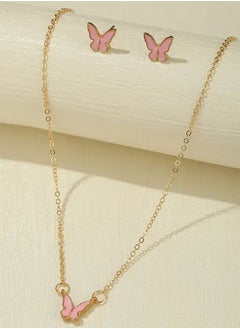 Modern necklace and earrings with butterfly design distinctive and unique accessory gold and black color