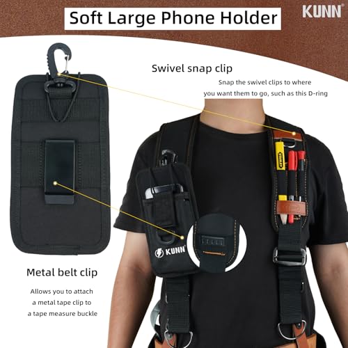 KUNN Leather Tool Belt Suspenders Construction Bag Suspenders Molded Air Channel Work Belt Suspender for Carpenter Electrician,Brown - Image 4